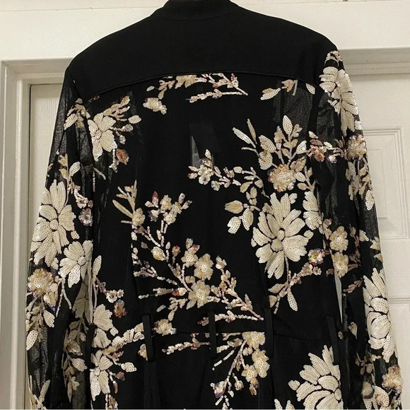 NWT BCBGMaxAzaria Floral Sequin Embroidered Jumpsuit - Picture 8 of 12